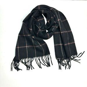 New Grant Thomas Wool Scarf Black Windowpane Men’s NWT